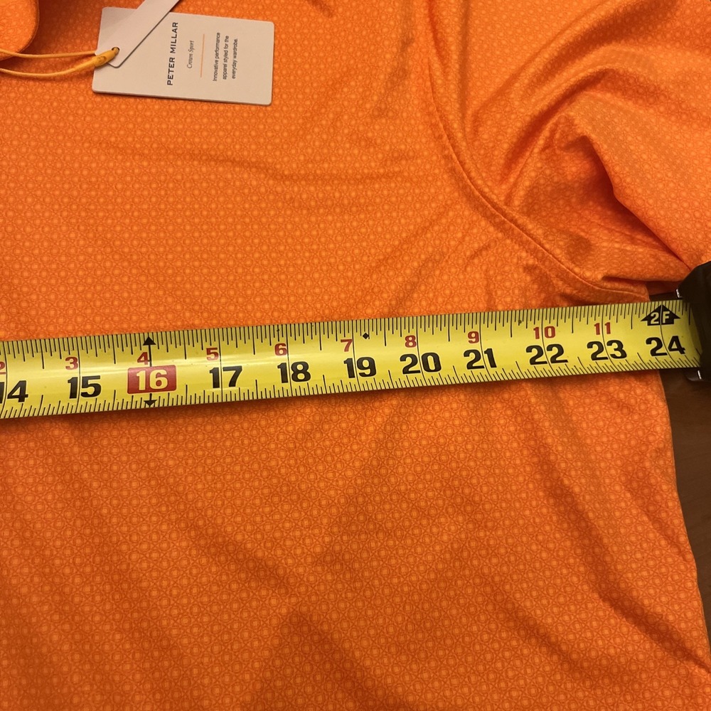 Peter Millar Summer Comfort Tesseract Geometric Golf Polo Orange Men's Large - Picture 4 of 8